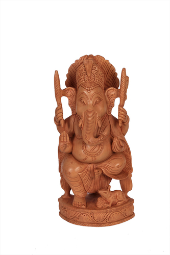 Unique Wooden Goal Ganesh - Wood Material, Handcrafted Design | Exquisite Artistry and Spiritual Symbolism