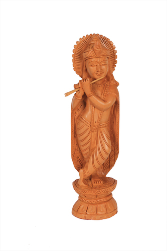 Wood Unique Standing Krishna 8"