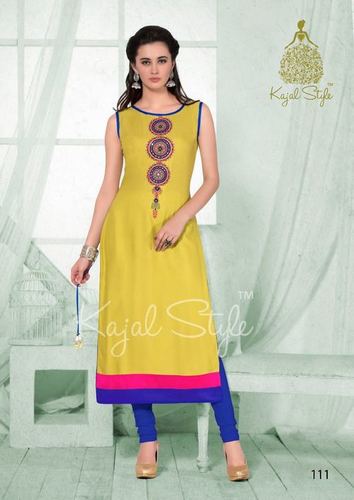 Yellow Fancy Designer Indian Kurtis Suppliers Manufactur