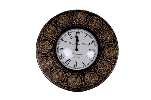 Antique Round Brass Wall Clock 12*12
