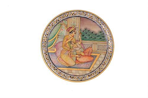 Indian Unique King & Queen Marble Plate 9"