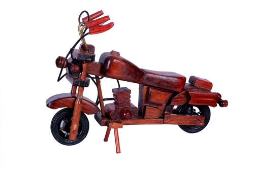 Wood Antique Red Motercycle Wooden Art 7"