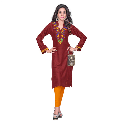 Embroidered Kurti - Rayon Fabric, Sizes L & XXL | Color Variety of 10, Ethnic Daily Wear, 3-4th Sleeve Style for Girls