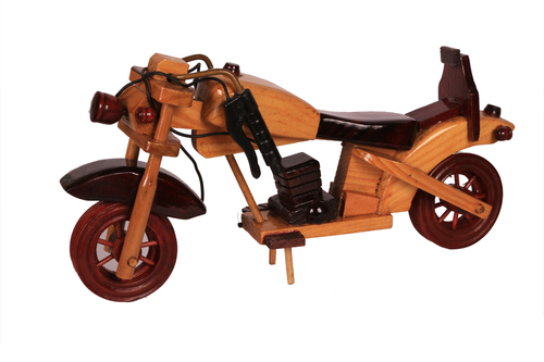Wood Antique Naturl Wooden Art Motorcycle 10"