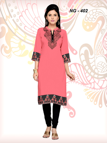 Black & Peach Pink Ethnic Kurtis