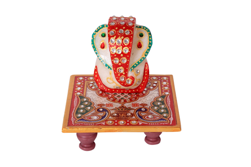 Indian Antique Marble Choki Ganesh 4*4