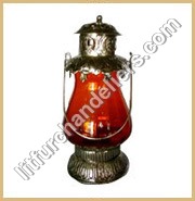 Glass Lantern - 5x4.2x10.5 Inch Red and Black Design | Energy Saving Fire Light Source Modern Aesthetic
