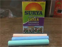 School Chalk - Calcium Carbonate, Round Shape | Easy To Use On Black Boards