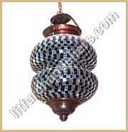 Black And White Hanging Mosaic Glass Lamp