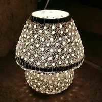 Beaded Lamp - Glass, 21.50 X 21.50 X 19.50 Cm, Black And Golden | Energy Saving, Traditional Design