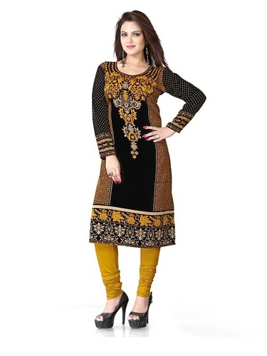 Multicolor Fancy Printed Crepe Kurti