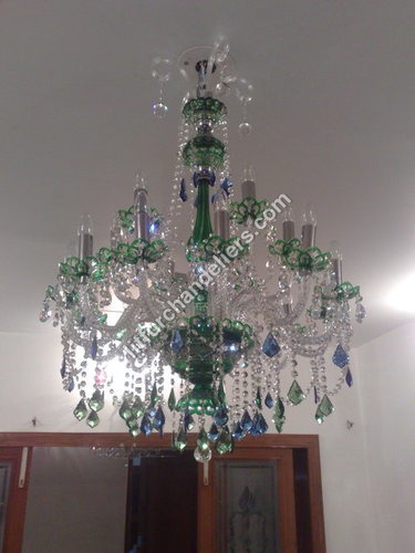 Green And Blue Crystal Chandelier At, Magnetic Crystals For Chandeliers Blue