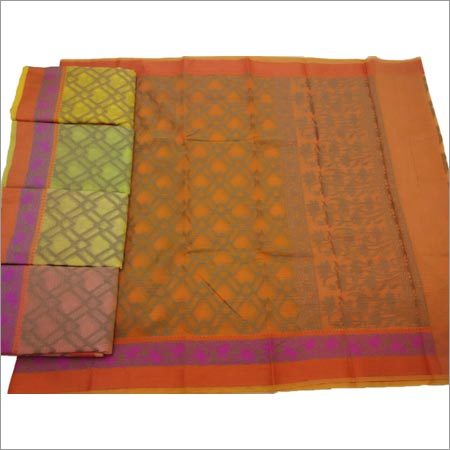 Designer Orange Silk Saree