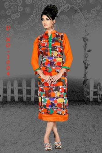 Oraange Women Georgette Kurta