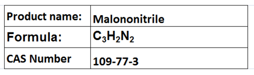 Malononitrile - Chemical Formula C3H2N2 CAS 109-77-3 | Versatile Reactant High Purity Chemical Intermediate 99% Purity