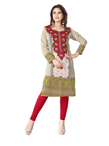 Multicolor Fantastic American Crepe Long Kurti