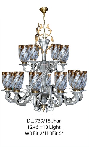 White And Brown Antique Brass Chandelier