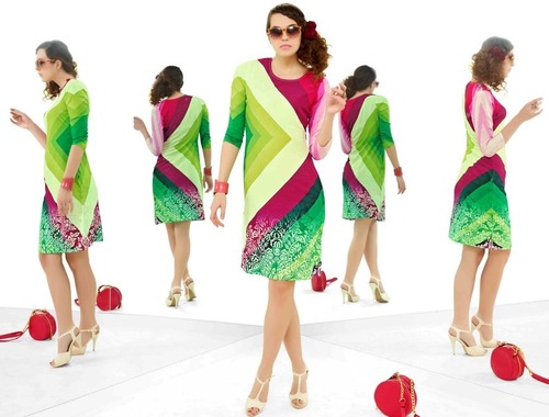 Party Wear Designer Stretchable Kurti - Fabric: Stretchable, Size: XL, Color: As Picture | Features: Washable, Suitable for Girls in Rainy, Summer & Winter Seasons