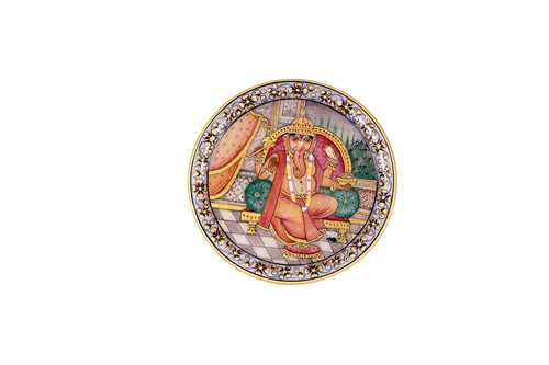 Antique Marble Ganesh Plate 9"