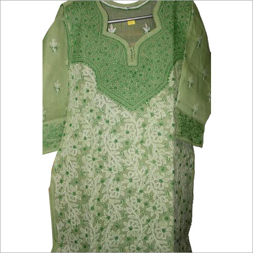 Light Green Chikan Dress