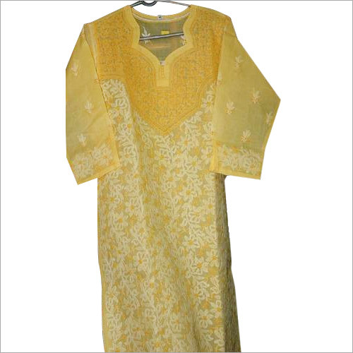 Yellow Dress with White Emroidery
