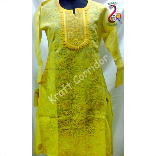 Yellow Chikan Kurti