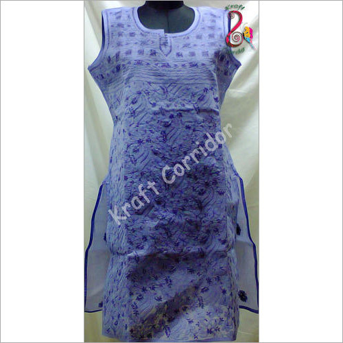 Purple Sleeveless Chikan Kurti