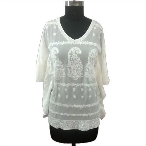 White Chikan Kaftan
