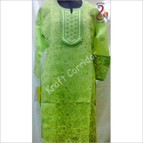 Green Embroidery Chikan Kurti