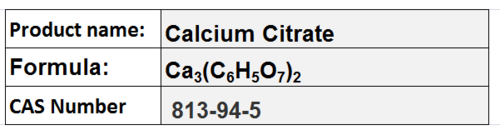 Calcium Citrate - White Powder CAS 813-94-5 | Calcium Source Food Additive Preservative Flavor Enhancer Dietary Supplement