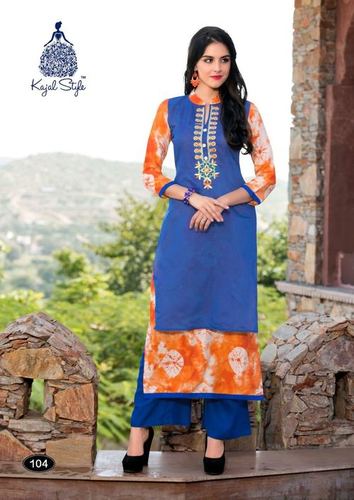 Blue An D Orange Plus Size Ladies Designer Kurta