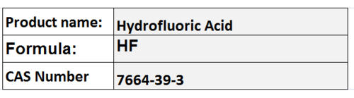 Hydrofluoric Acid - Colorless Solution, CAS 7664-39-3 | High Reactivity, Glass Etching, Industrial Cleaner