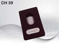 Promotional Business Card Holder - Leatherette & Metal, Medium Size, Brown Color - Handy Push And Slide Style For Visiting Cards