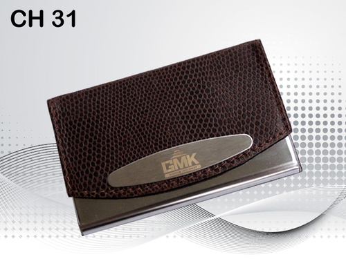 Personalised Card Holder - Metal & Leatherette, Medium Size, Brown Color, Square Shape | Handy Design for Keeping Visiting Cards