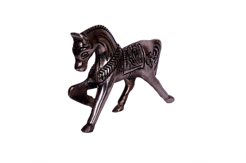 Black Metal Running Horse Statue