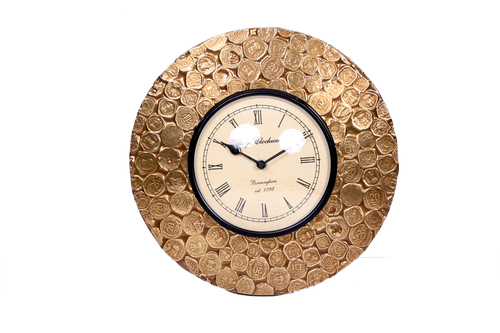 Golden Coins Brass Wall Clock