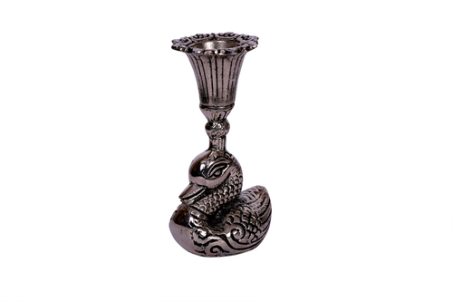 Antique Black Metal Duck Candle Stand