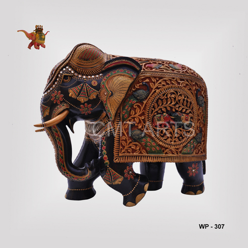 Cedar Wooden Painted Special Elephant