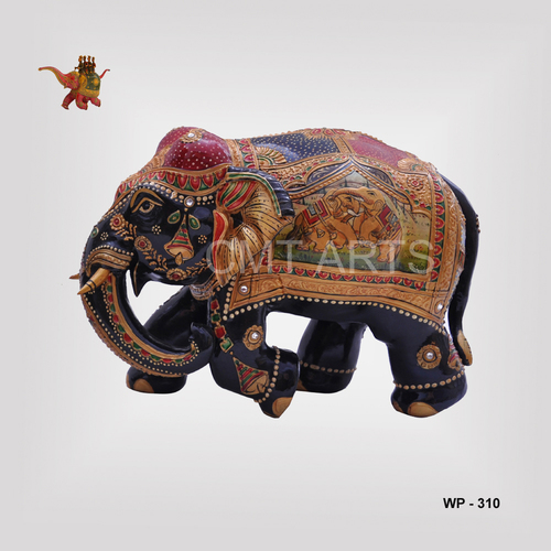 Wooden Special Elephant - Cedar Wood, 8 Inch | Customized Logo & Packaging, Folk Art Style, Hand-Carved & Painted, Perfect for Arts & Crafts, Gifts, Home Decoration