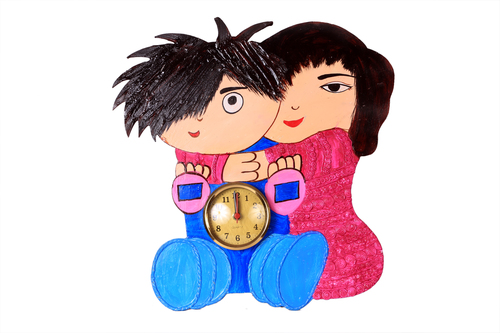 Antique Boy & Girl Wall Watch Paper Masi