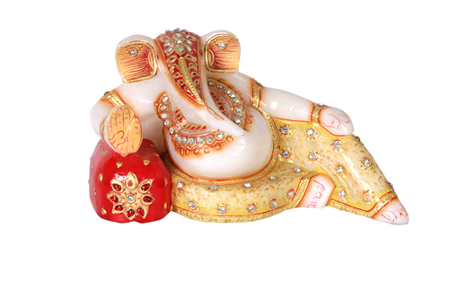 Unique Marble Sleeping Ganesh Ji