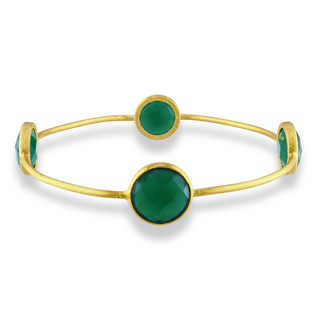 Green Amethyst Stone Hammered Bangle
