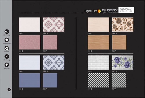 30X45 Digital Wall Tiles - Ceramic, 300x450mm, Beige | Premium Grade, Acid-Resistant, Antibacterial, Non-Slip, Wear-Resistant, Fully Polished