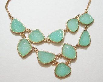 Green Agate Druzy Necklace