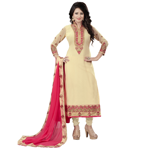 DESIGNER SALWAR SUIT - Georgette Top, Santoon Bottom, Georgette Dupatta, Free Size 42 | Embroidery Work, Wedding, Party, Festive Wear