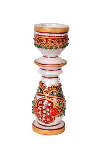 ANTIQUE MARBLE PAINTING CANDLE STAND ANTIQUE MARBLE PAINTING CANDLE STAND