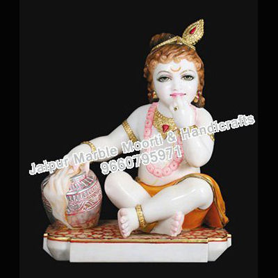 Marble Bal Gopal Moorti with Matki