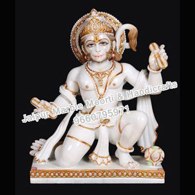 Marble Sitting Hanuman Statue