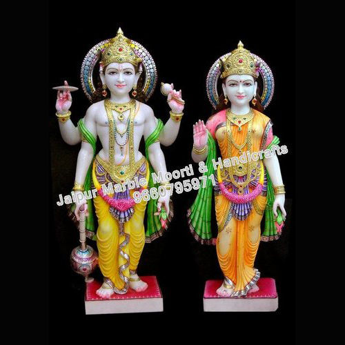 Marble Crafted Vishnu Laxmi Statue