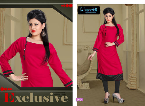 Fancy Red Kurti Length: 42 Inch (In)